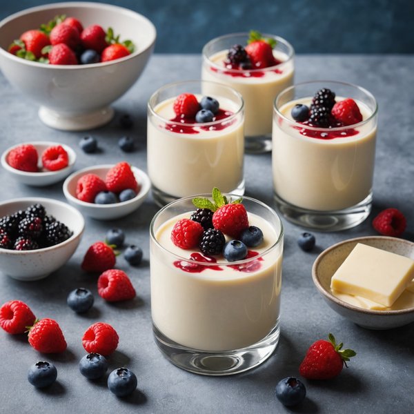 Quels sont les ingrédients pour une panna cotta au chocolat blanc et fruits rouges?